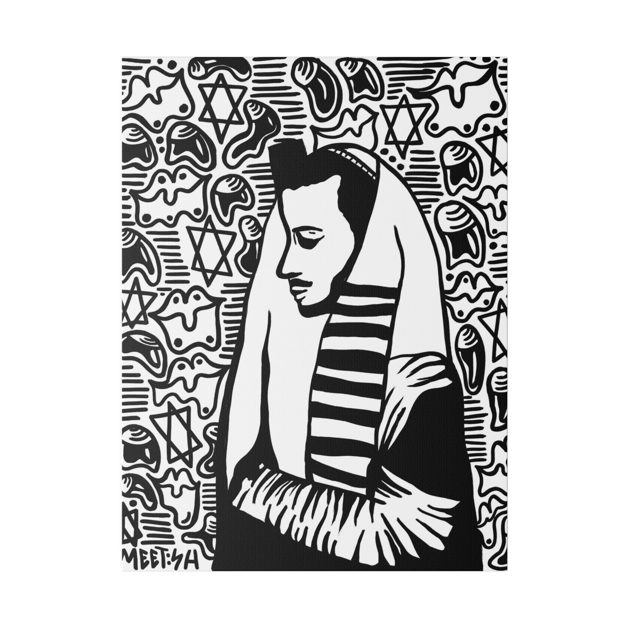 Modern Black and White Jewish Wall Art - Jewish Art by Maytar Shapira