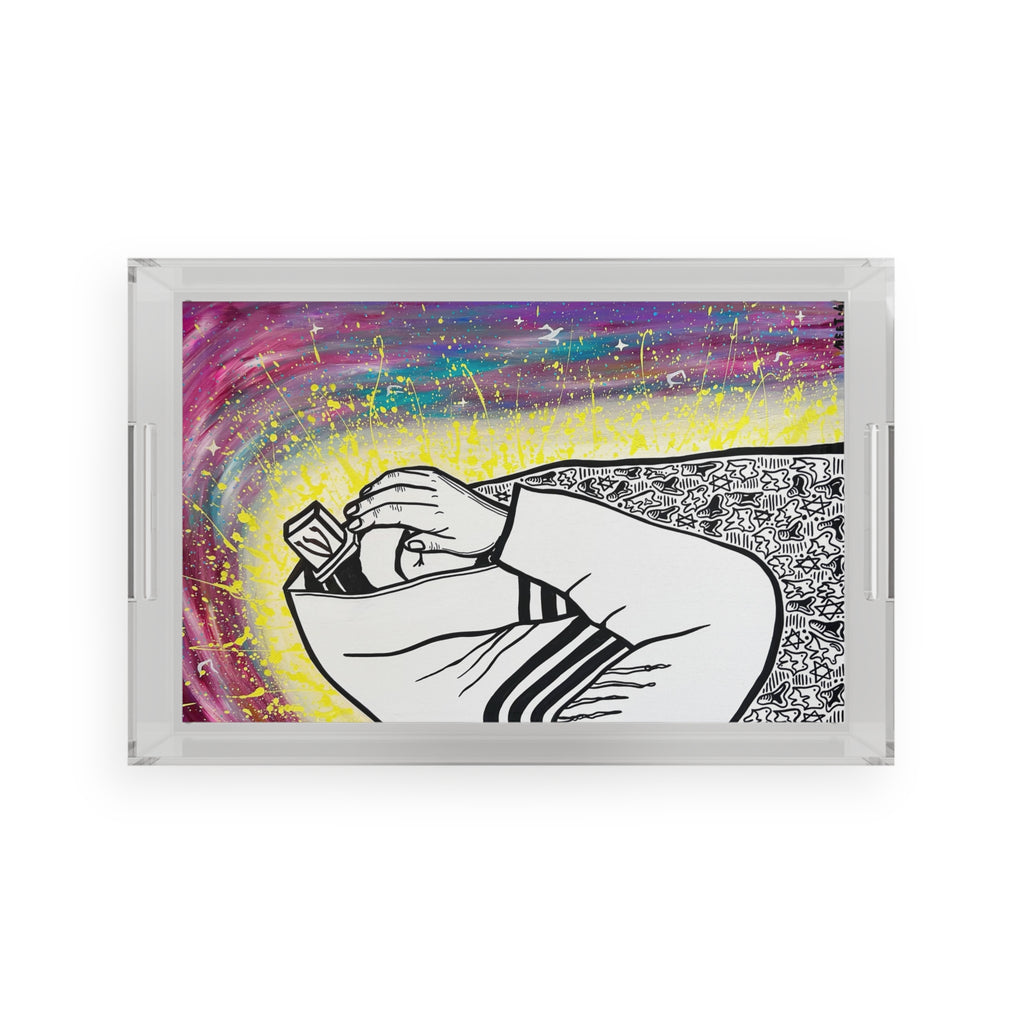 Modern Judaic Acrylic Decor Tray - Jewish Art by Maytar Shapira