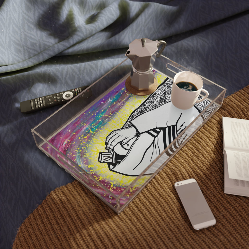 Modern Judaic Acrylic Decor Tray - Jewish Art by Maytar Shapira