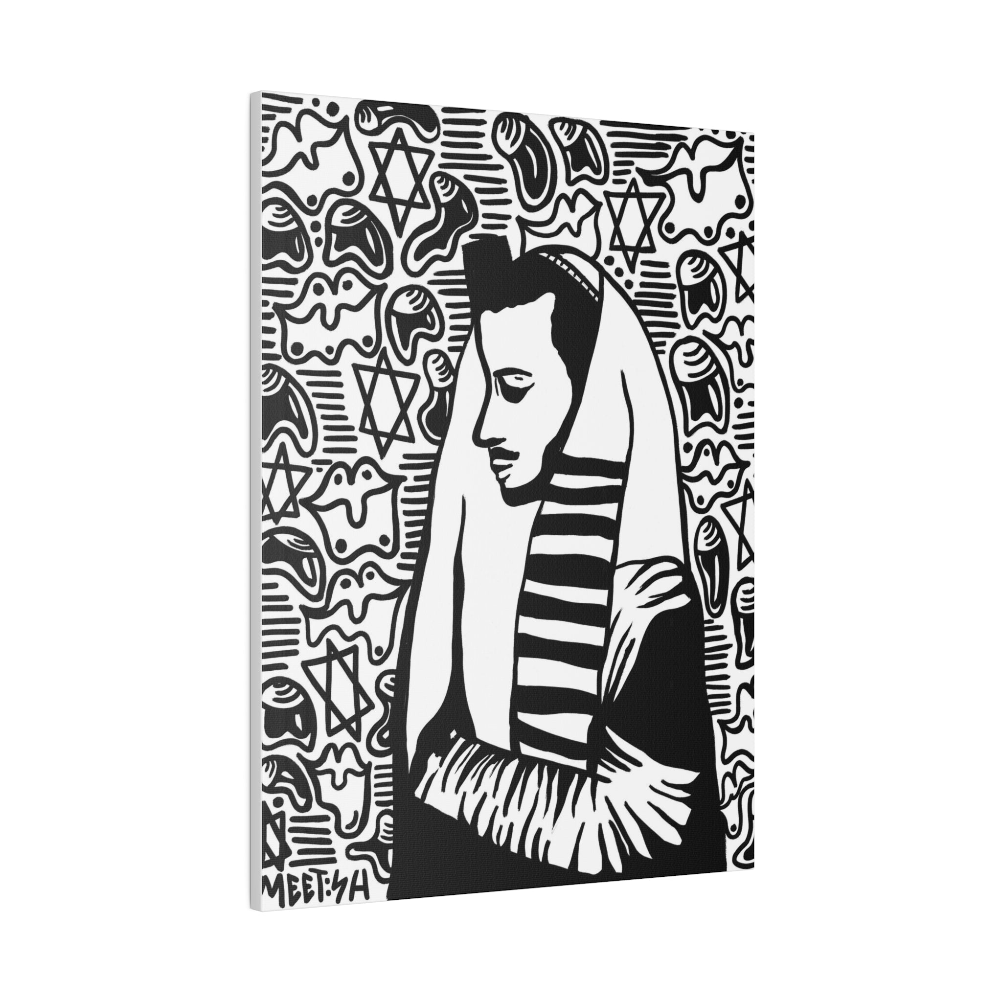 Modern Black and White Jewish Wall Art - Jewish Art by Maytar Shapira