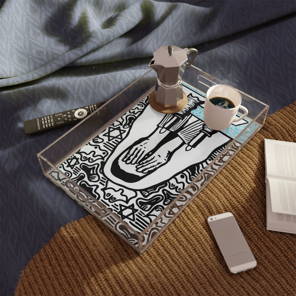 Modern Shabbat Acrylic Decor Tray - Jewish Art by Maytar Shapira