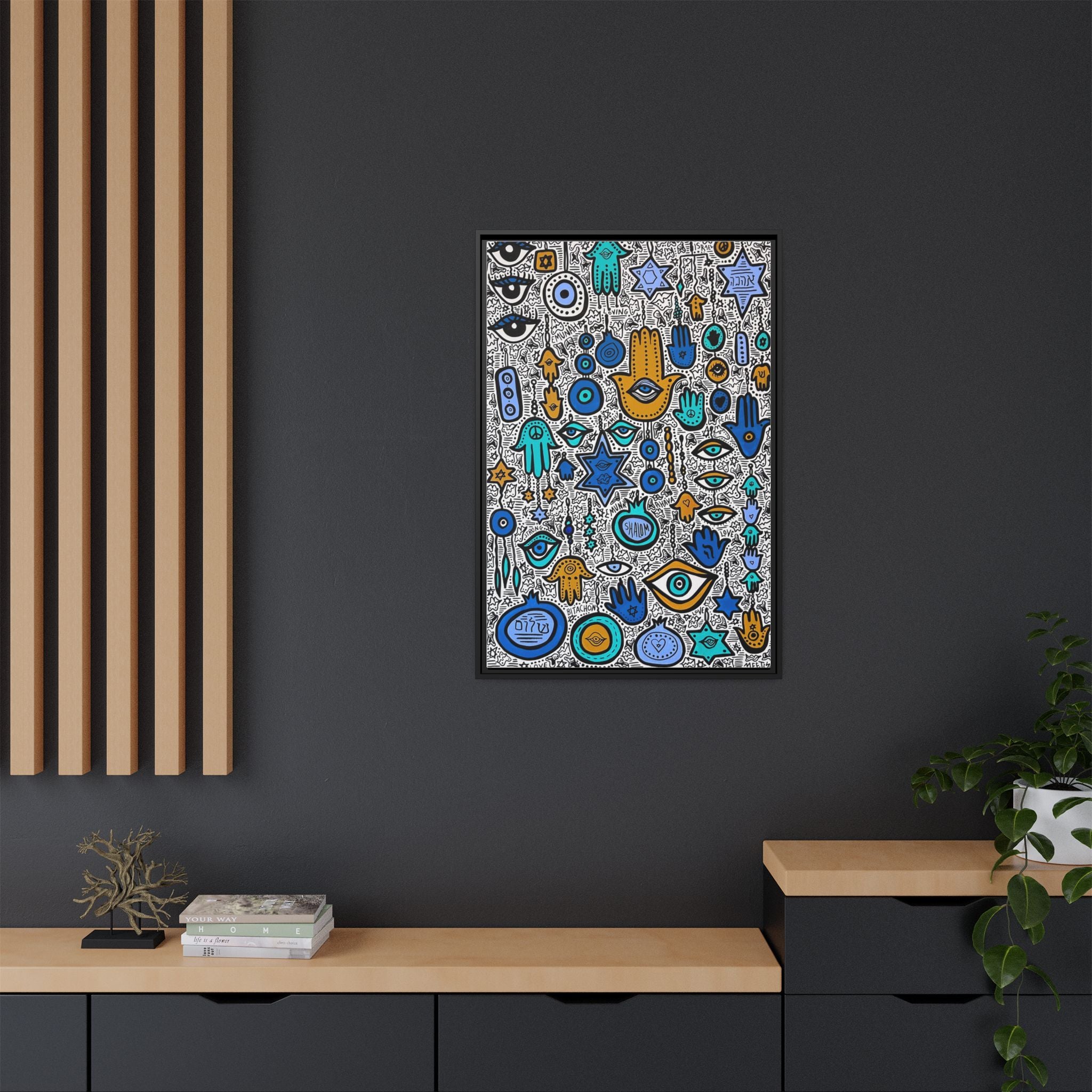 Modern Colorful Hamsa Wall Art - Jewish Art by Maytar Shapira
