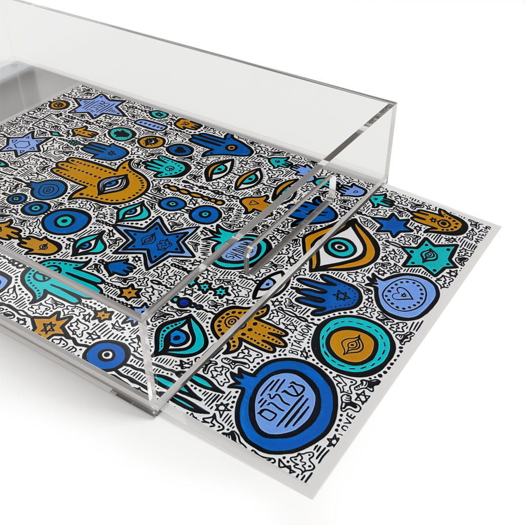 Modern Colorful Hamsa Acrylic Tray - Jewish art by Maytar Shapira