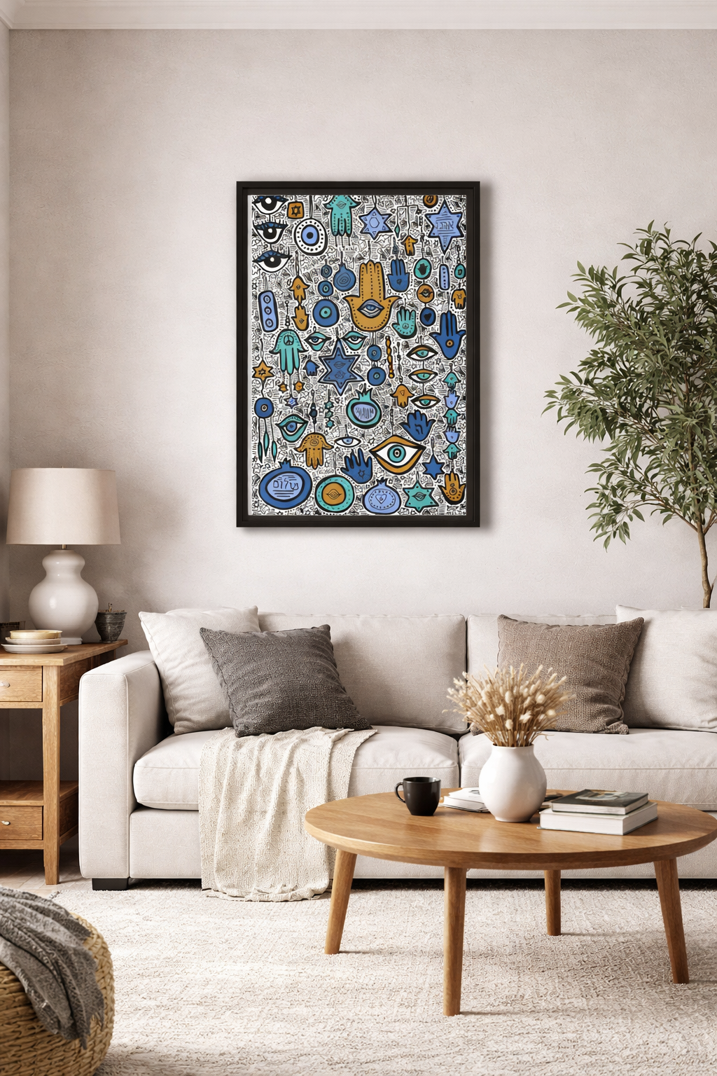 Colorful Hamsa Framed Canvas