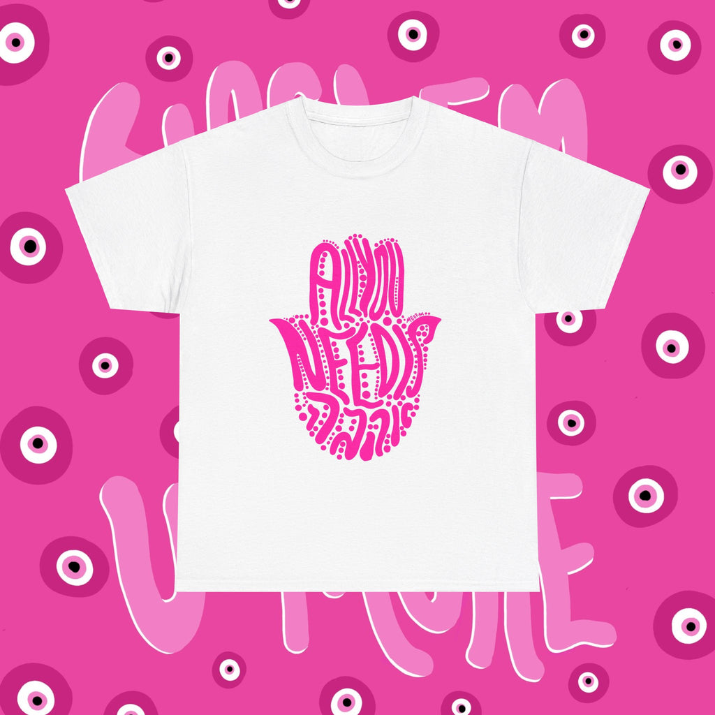 Pink Trendy Hamsa Shirt - Jewish Art by Maytar Shapira