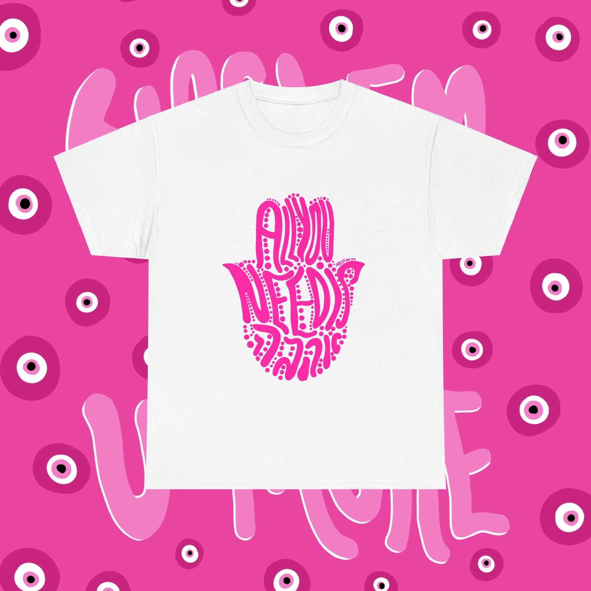 Pink Trendy Hamsa Shirt - Jewish Art by Maytar Shapira
