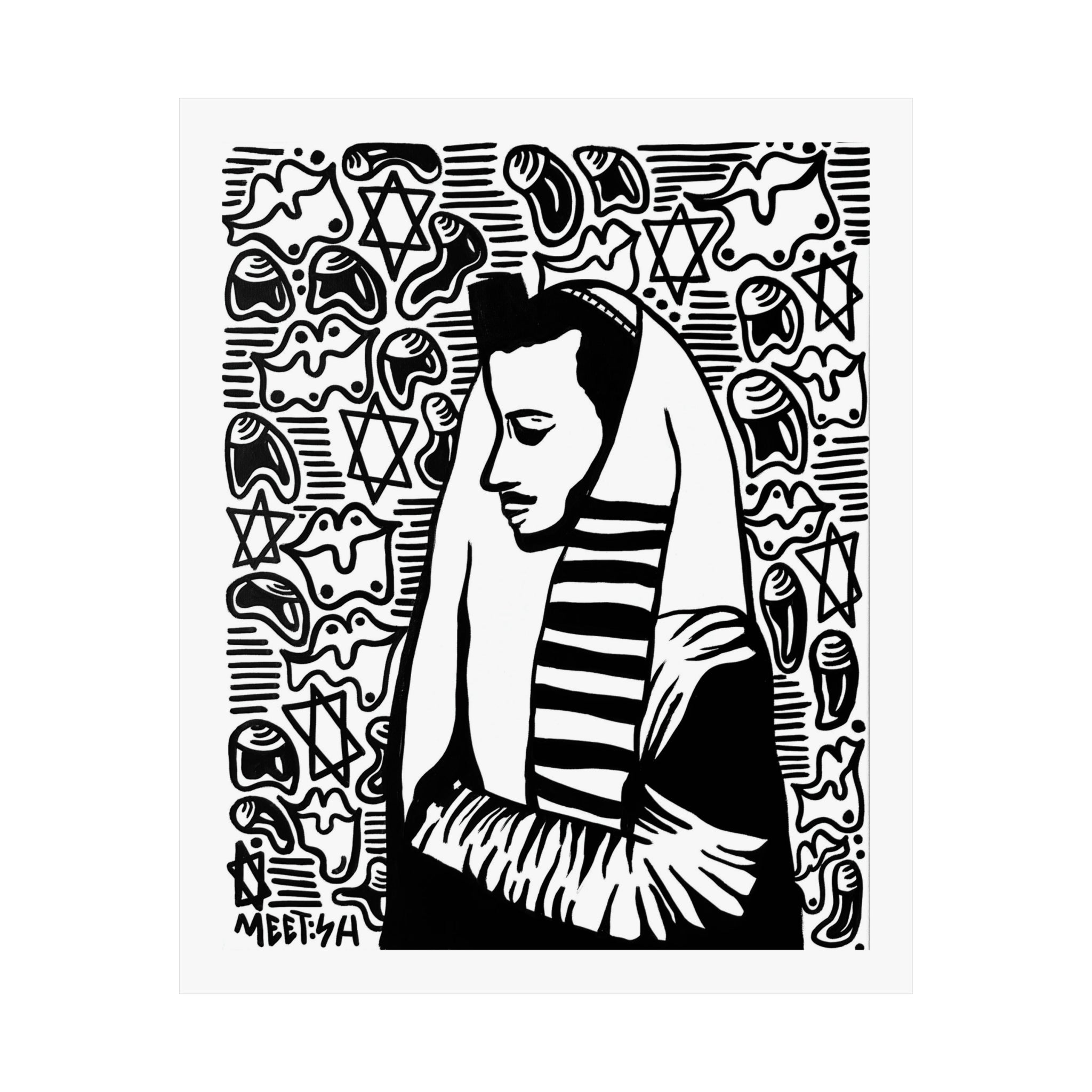 Black and White Modern Wall Decor - Jewish Art by Maytar Shapira