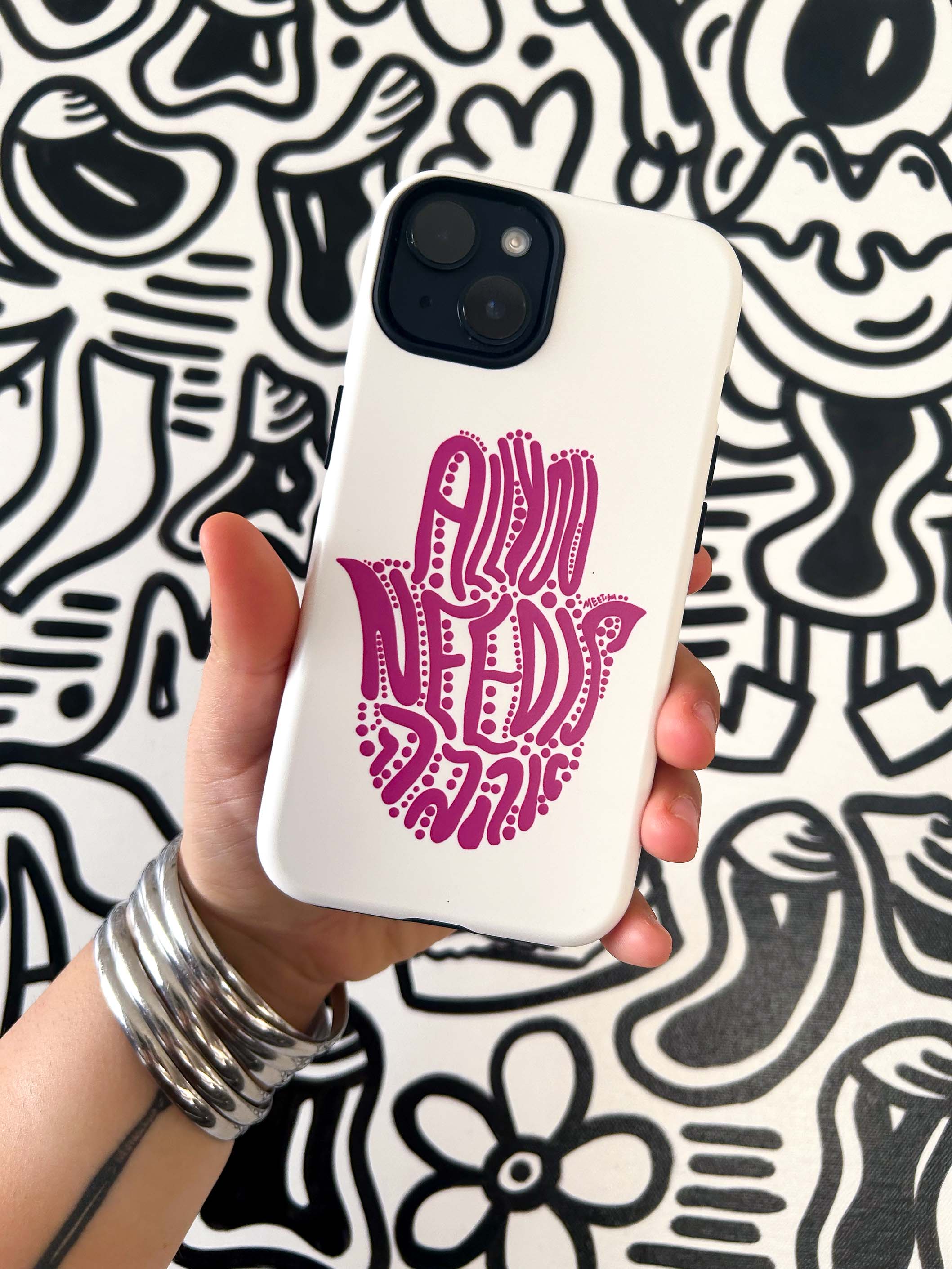 Pink Hamsa Trending Phone Case - Jewish Art by Maytar Shapira